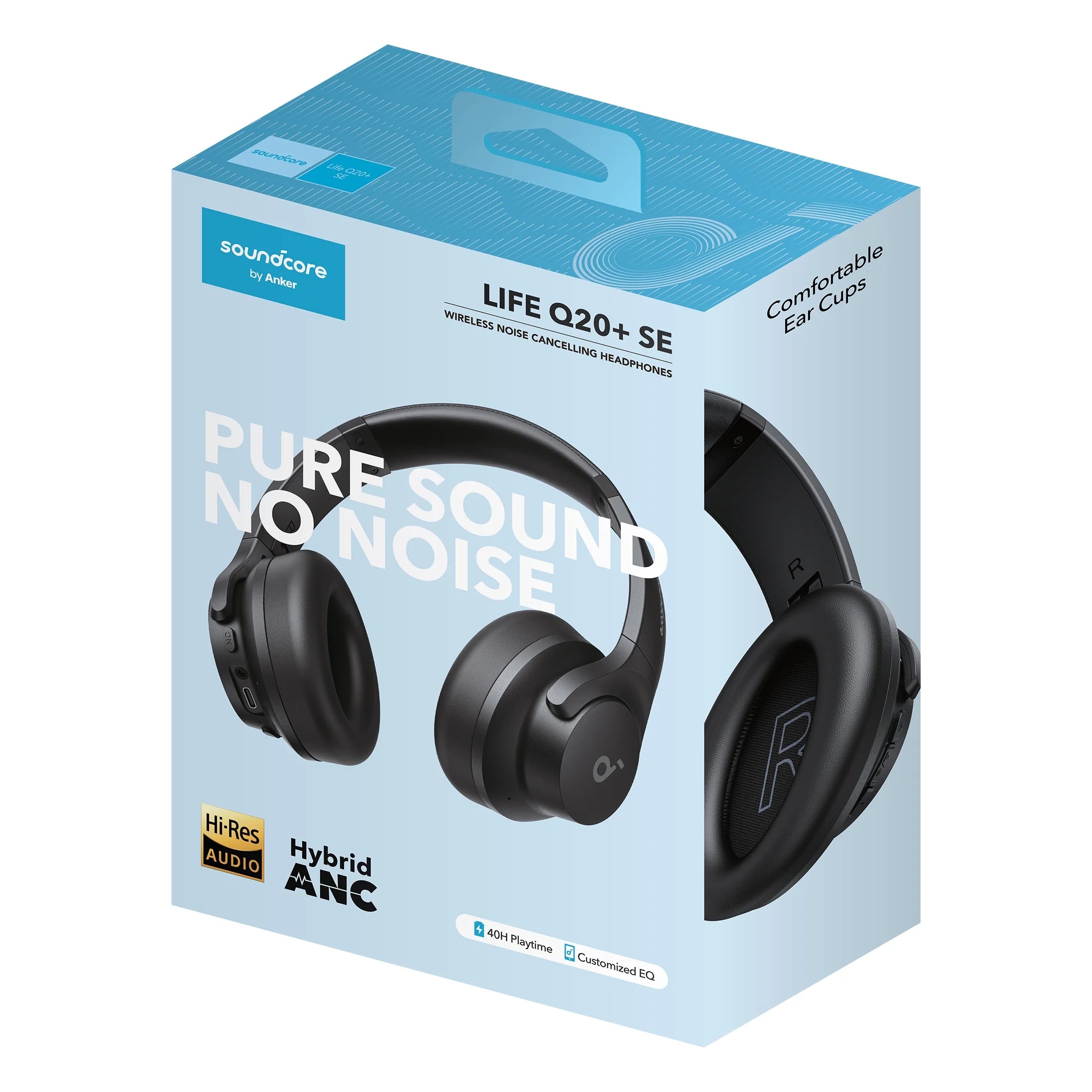 Life Q20+ SE Noise-Canceling Bluetooth Over-Ear Headphone, Black