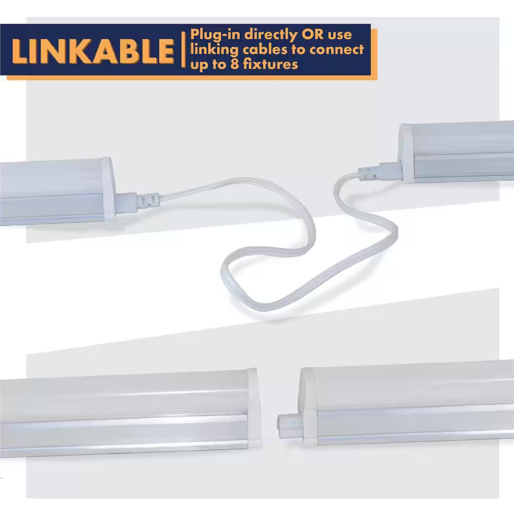 48 In. 50-Watt Equivalent T5 Integrated LED Silver Linkable under Cabinet Light Adjustable CCT 2700K/4100K/5000K(4-Pack)