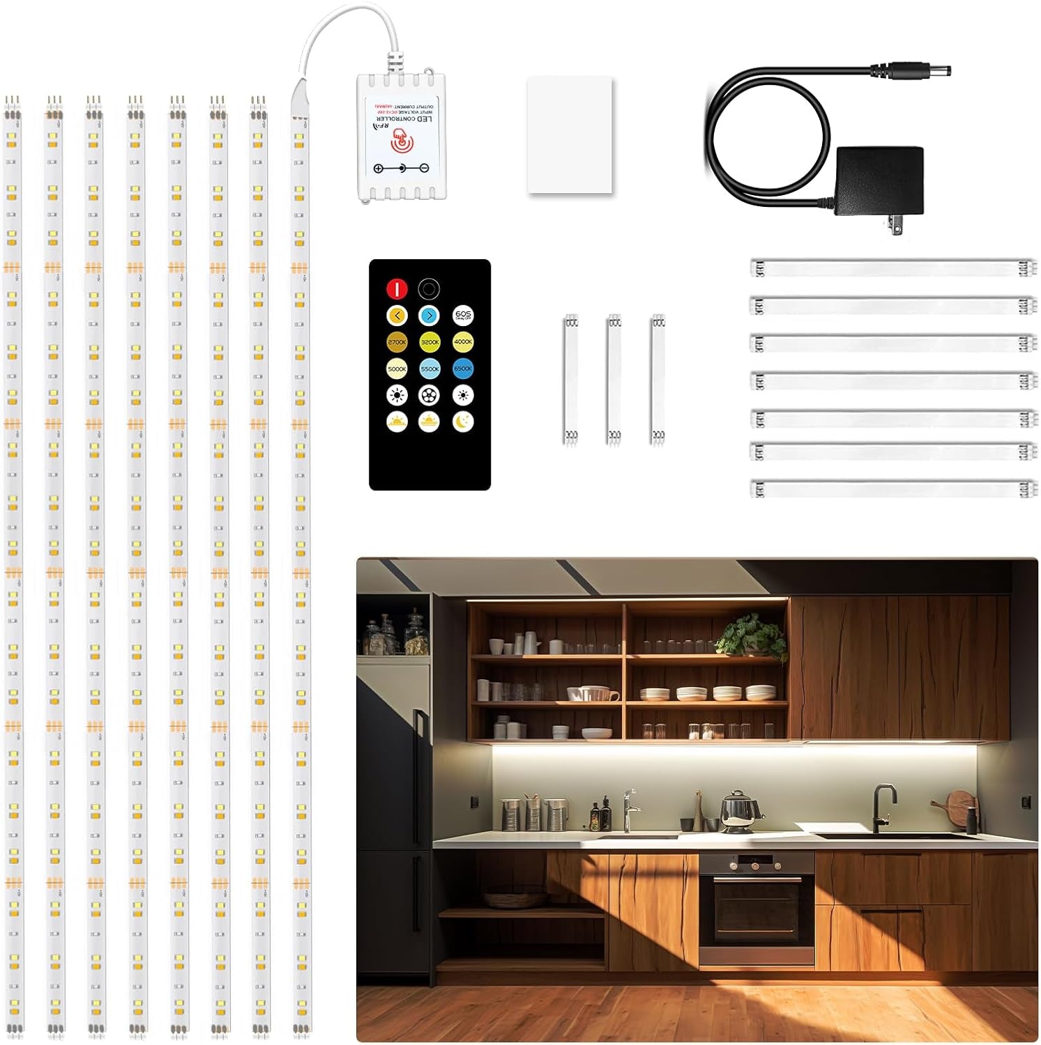 DAYBETTER 8 PCS under Cabinet Lighting Kit, Bright under Cabinet Lights, Flexibl
