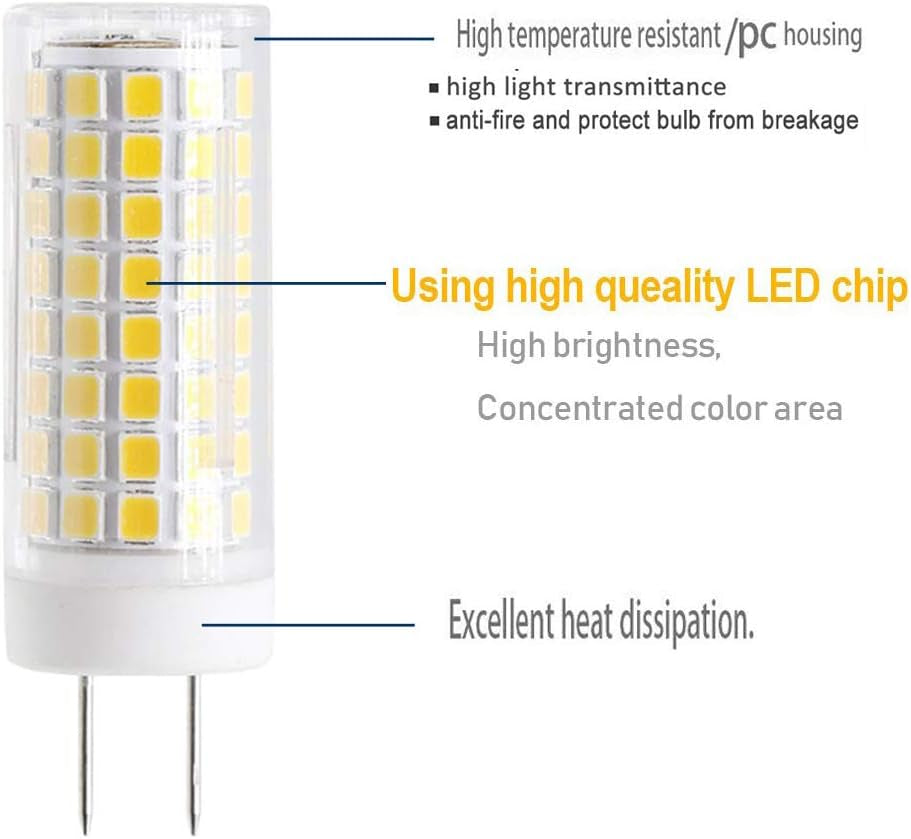 G8 Led Bulb, All New 75W Halogen Bulb Replacement, Dimmable 7W T4 G8 Led Lamps, G8 Bi-Pin Base Bulb, AC120V 720Lm, under Cabinet Counter Light, Kitchen Lighting and Puck Lights, 3000K Warm White 4Pack
