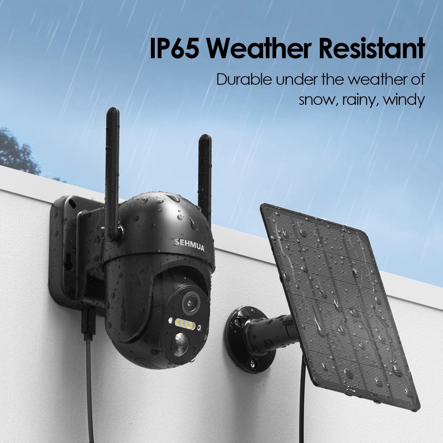 SEHMUA Solar Security Cameras Wireless Outdoor, 2K 360° View Battery Powered Out