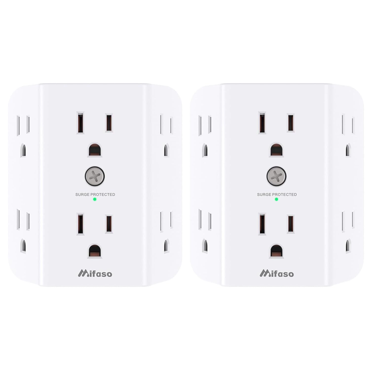 2 Pack Surge Protector Outlet, Outlet Splitter, Multi Plug Wall Outlet with 6