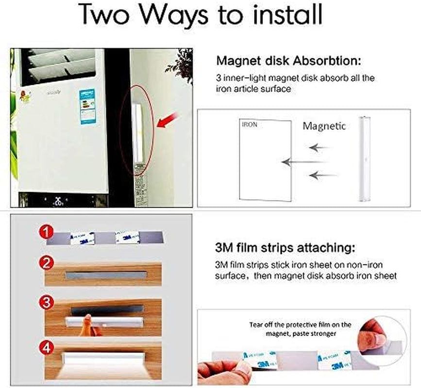 2Pcs under Cabinet Lights,10 LED Motion Sensor Lights, Night Light,Led Battery Lights,Motion Led Light Bar, USB Rechargeable Magnet LED Lights Stick on Anywhere (Black)