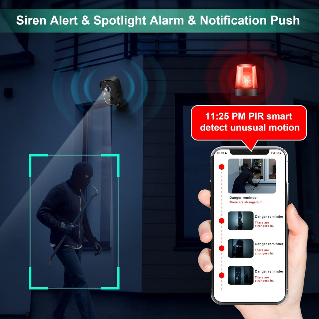 Security Cameras Wireless Outdoor, 2K Battery Powered AI Motion Detection Spotli