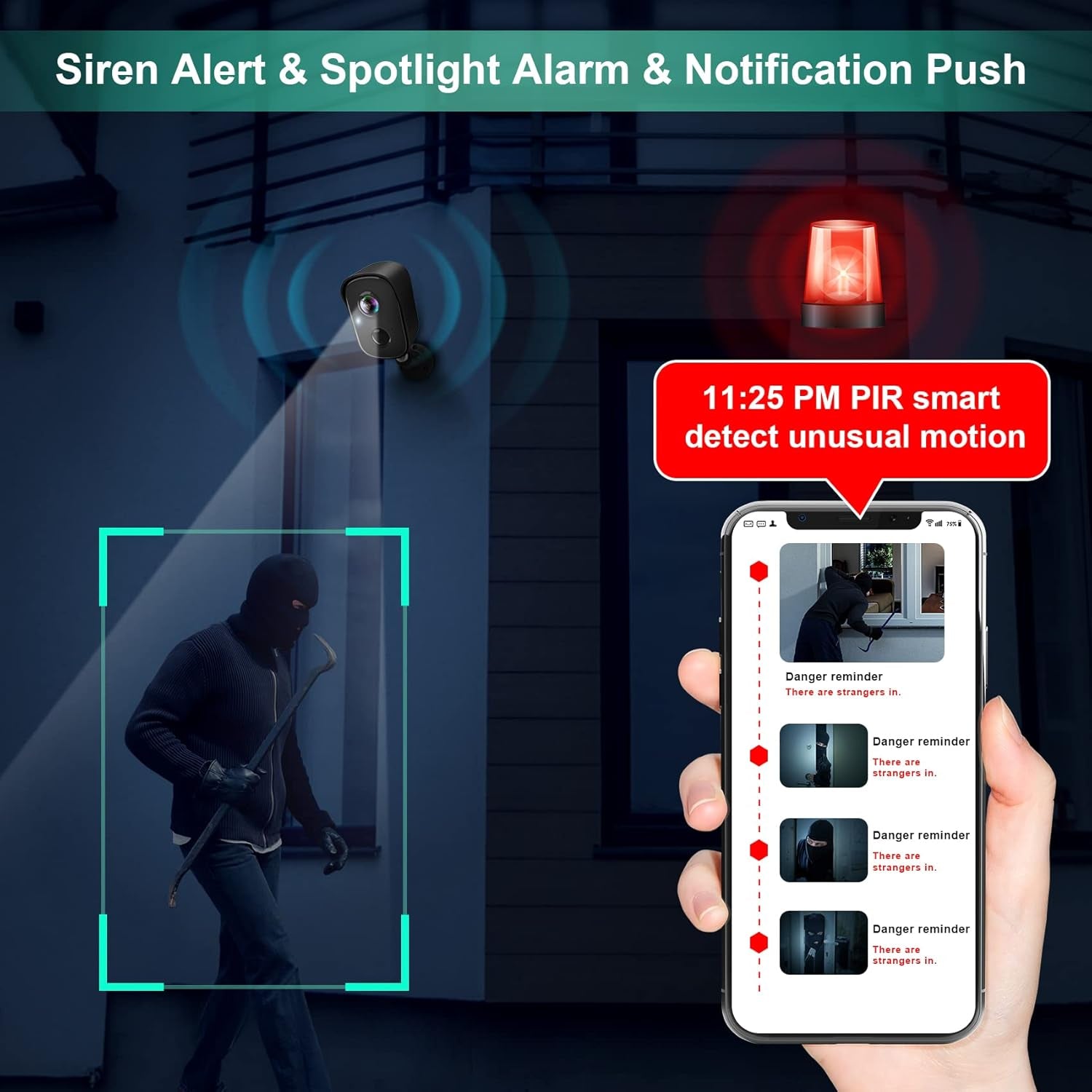 Security Cameras Wireless Outdoor, 2K Battery Powered AI Motion Detection Spotli