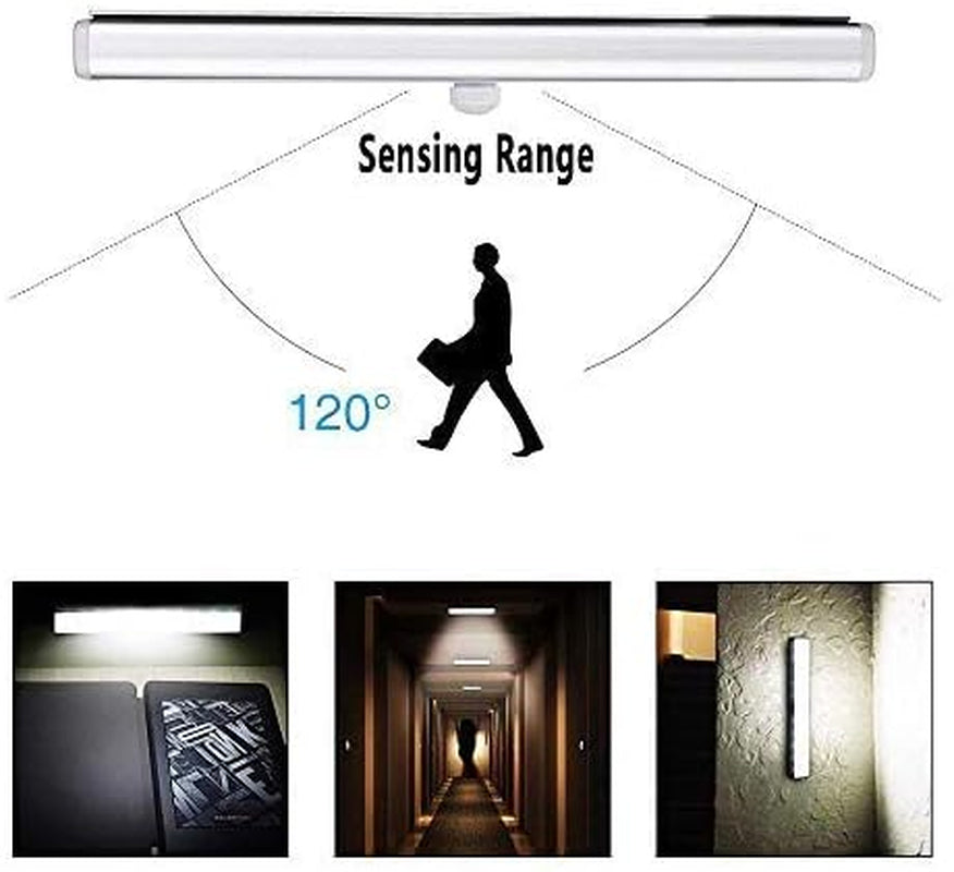 2Pcs under Cabinet Lights,10 LED Motion Sensor Lights, Night Light,Led Battery Lights,Motion Led Light Bar, USB Rechargeable Magnet LED Lights Stick on Anywhere (Black)