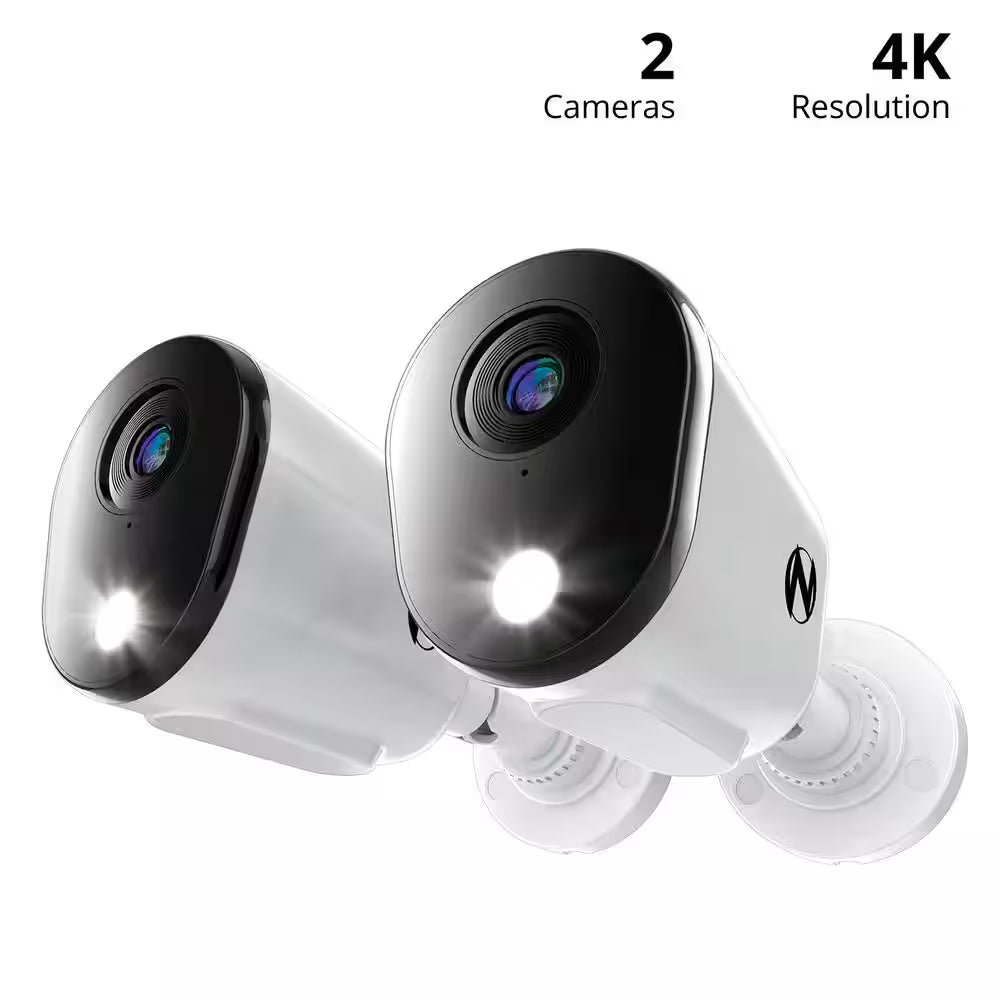 4K Wired Indoor/Outdoor Spotlight Security Cameras with 2-Way Audio (2-Pack)