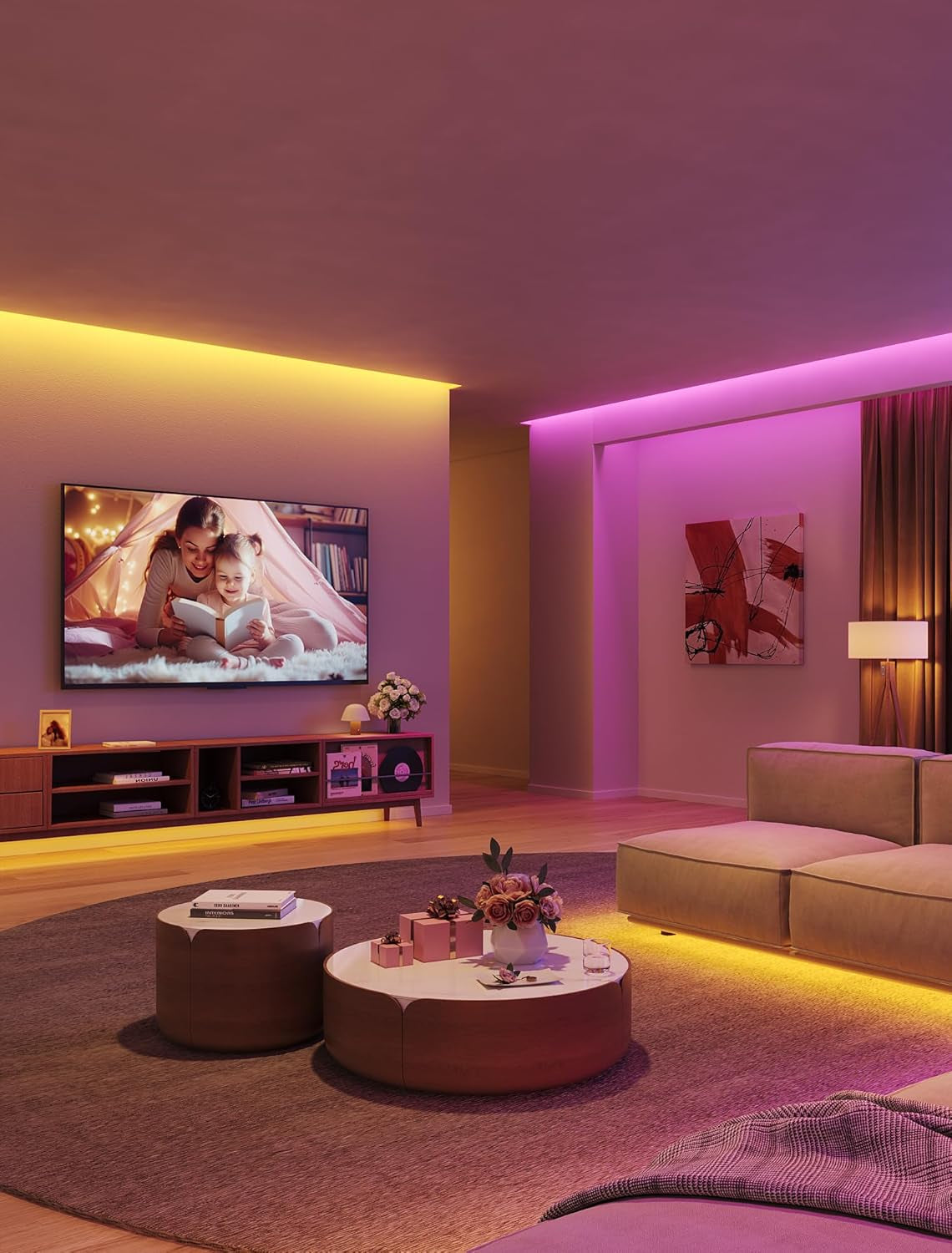 Smart RGB LED Strip Lights for Bedroom, 32.8Ft Wifi LED Light Strip Work with Alexa Google Assistant, 16 Million Colors with App Control and Music Sync Lights for Home Decor, 2 Rolls of 16.4Ft
