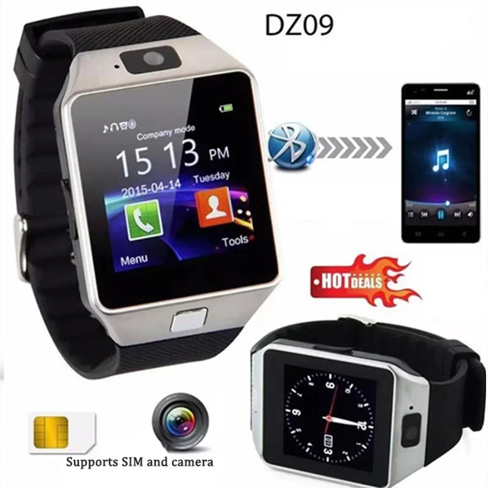 DZ09 New Touch Screen Smart Watch with Camera Multi Language Wrist Watch SIM Card Smartwatch for IOS Android Phone Druopshipping