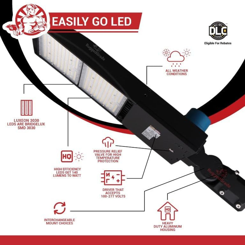 42,000 Lumen - 300 Watt Nextgen III LED Shoebox Lights - Dimmable - NO Photocell - Slip FIT Mount -10KV Surge