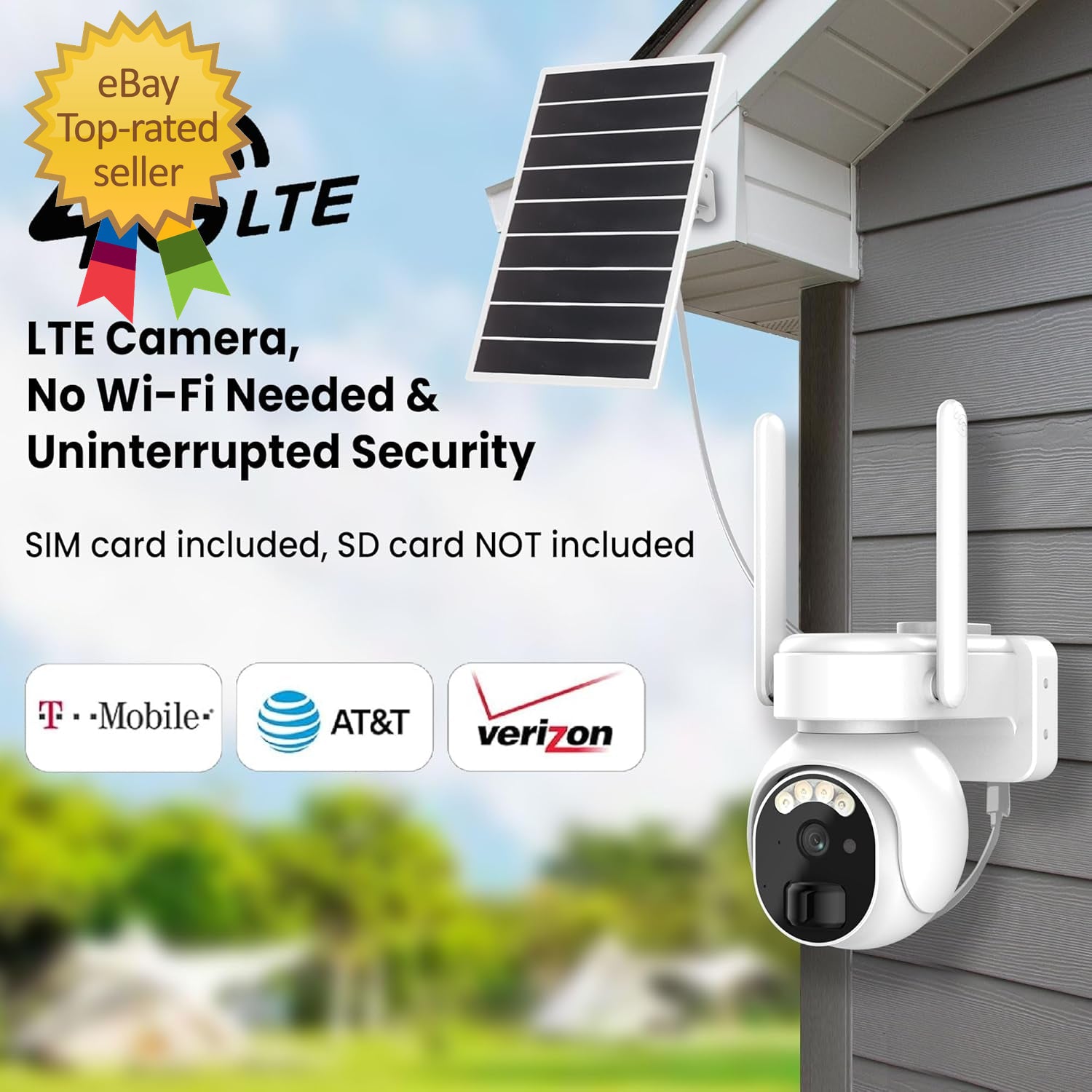 4G LTE Security Cameras Wireless Outdoor, 2K Solar Cellular Security Camera, No