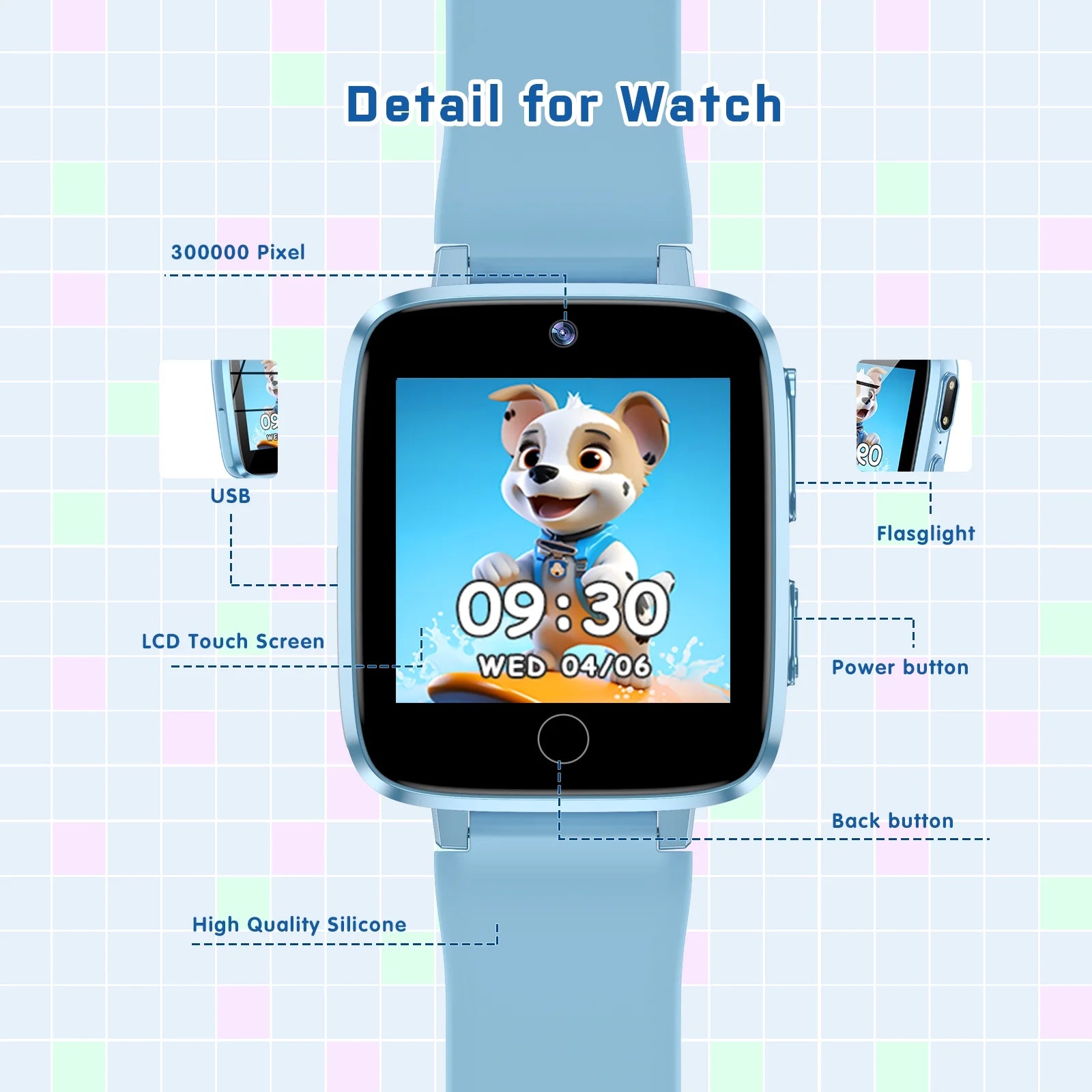 Kids Smart Watch for Boys Girls 1.54 Smart Watch for Kids with 2 Cameras 24 Games Video Habit Tracker MP3 Flashlights Calculator Alarm Clock Children Touch Screen Boys Girls Birthday Gift Blue