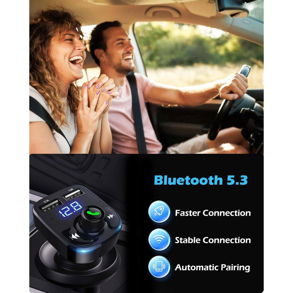 Wireless Bluetooth FM Transmitter Car Charger Handsfree Call Music Adapter Dual USB Port Compatible Smartphones