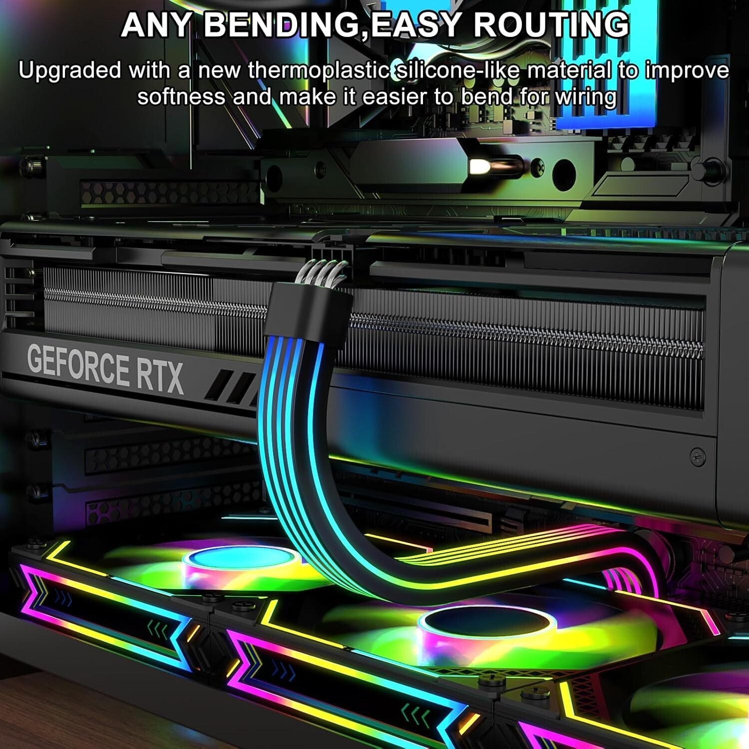 Sirlyr RGB 8 Pin PCIE Cable,Bright ARGB GPU Cables Extension for RTX 3060 406