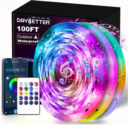 100 Ft Outdoor Led Strip Lights Waterproof, Smart Light Strips with App Voice Co