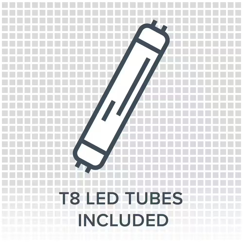 96 In. 7200 Lumen T8 LED Tubes Non-Dimming White Strip Light 4000K, 4-Tubes Included