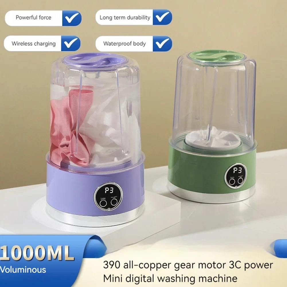 Portable Mini Washing Machine Rechargeable Underwear Washing Cup for Baby Clothing Underwear Camping RV Travel