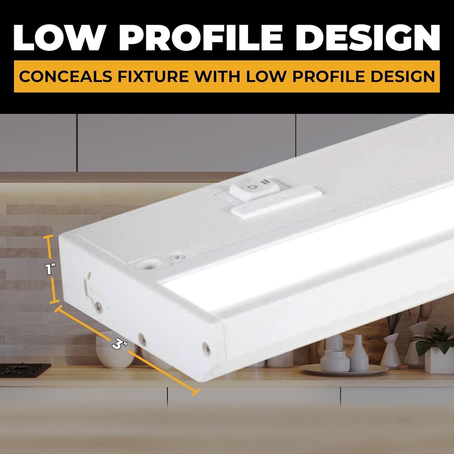 LED under Cabinet Lighting Hardwired - 3CCT 24 Inch White Finish - Undercabinet Lights for Kitchen - Linkable Undercounter Dimmable Plug in Light or Hard Wired - under Counter Fixture Direct Wire