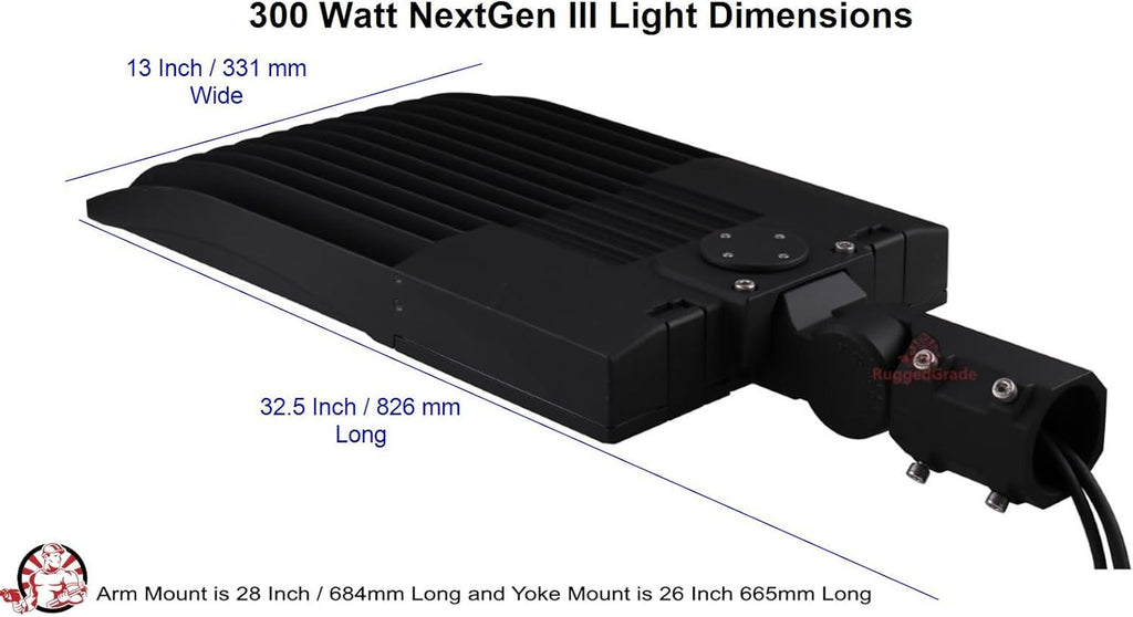 42,000 Lumen - 300 Watt Nextgen III LED Shoebox Lights - Dimmable - NO Photocell - Slip FIT Mount -10KV Surge