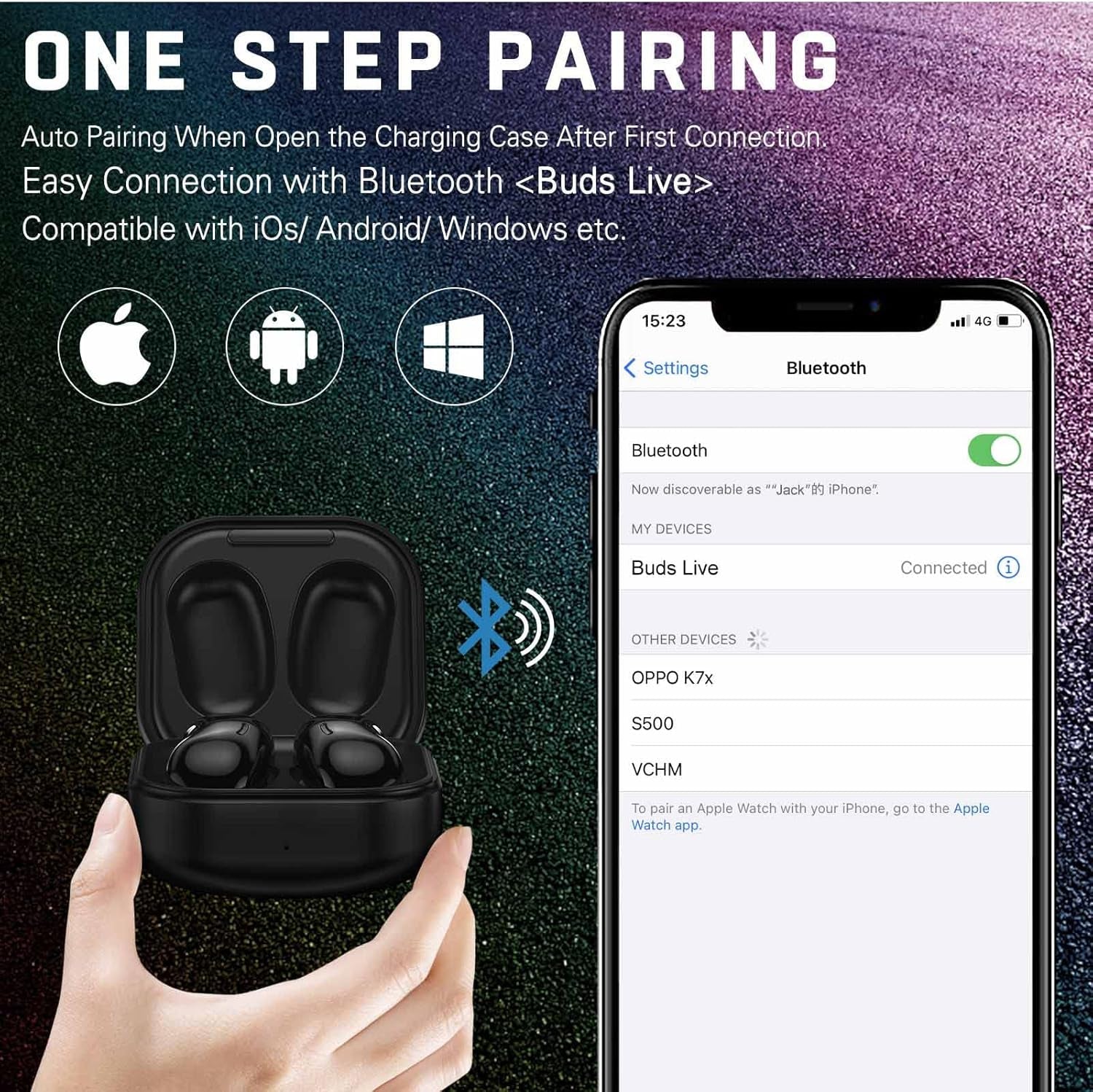 Street Buds Live True Wireless Earbud Headphones for Samsung Galaxy A12 - Wireless Earbuds W/Active Noise Cancelling - (US Version with Warranty) - Black
