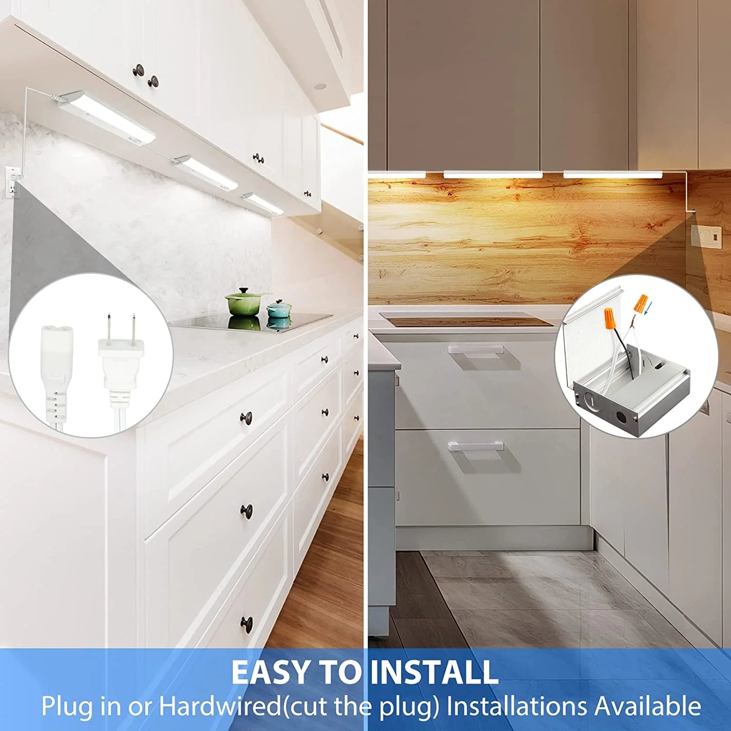LED under Cabinet Lighting, 12 Inch Plug in under Counter Light Fixture, Dimmable, ETL& Energy Star, 3 Color Changing Linkable over Sink Lighting for Kitchen, Office, Garage, Workshop