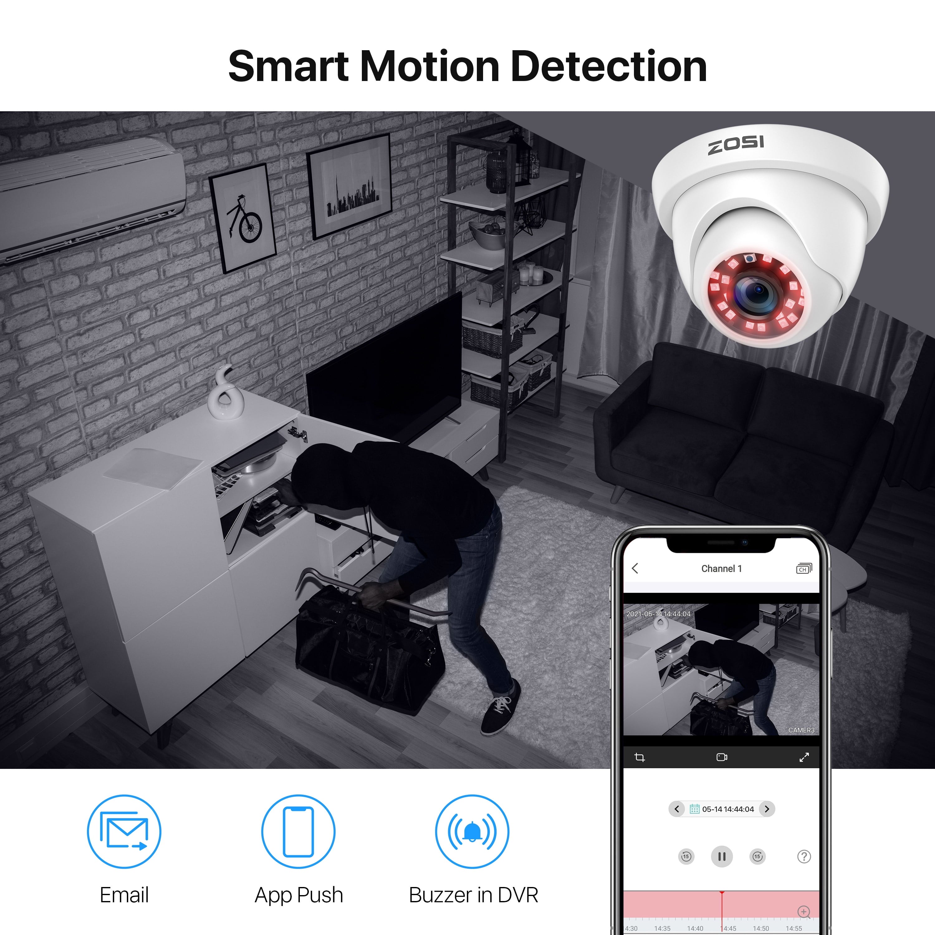3K Lite Security Camera System,  1080P H.265+ 8CH DVR Recorder with 4X HD 1080P Indoor Outdoor Weatherproof CCTV Security Cameras ,AI Human/Vehicle Detection, Motion Alert,Remote Access(No HDD)