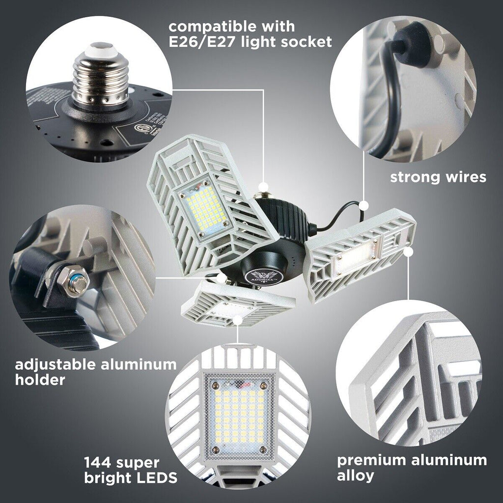 Three Led Garage Light-Led Adjustable Light-Basement Led Light Very Bright