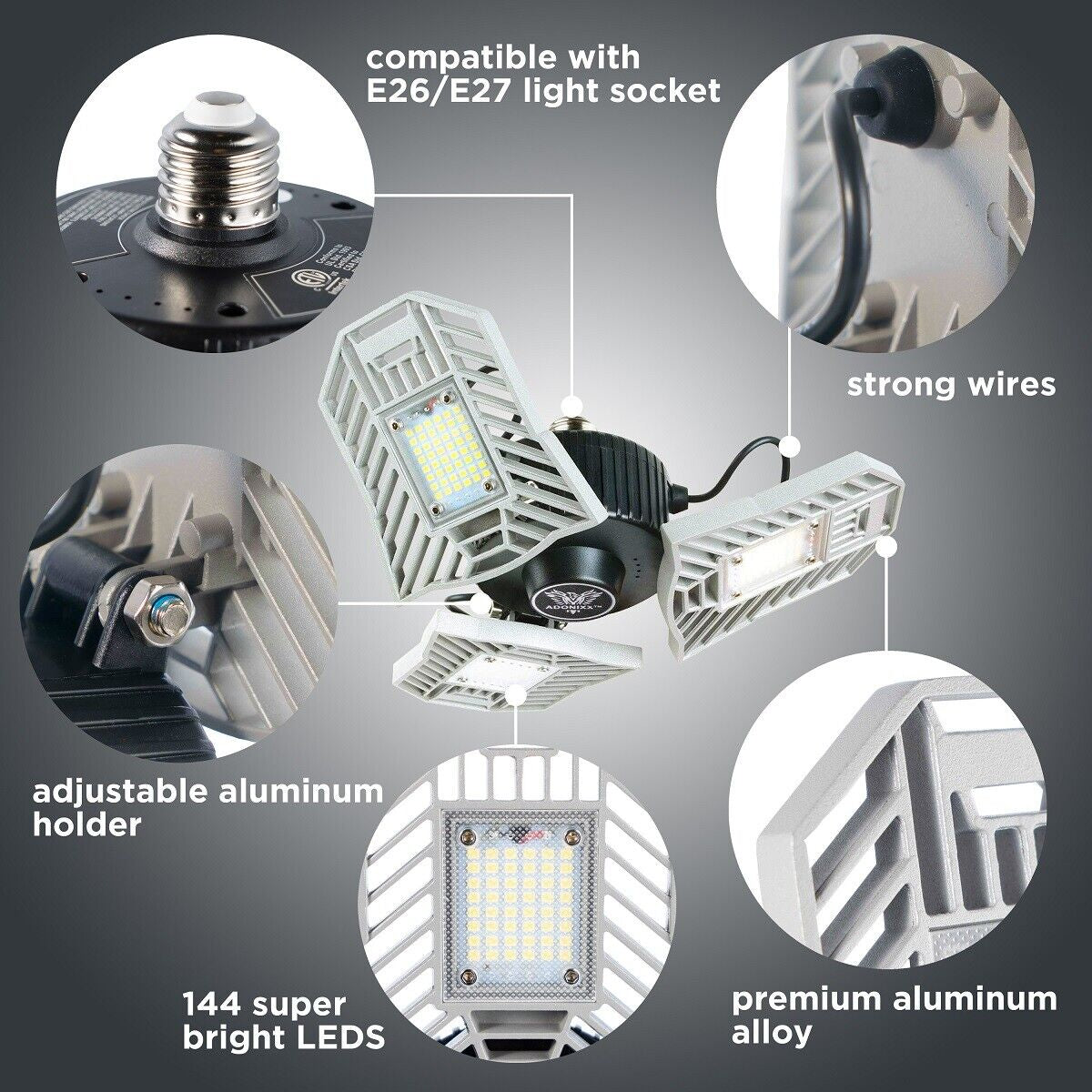 Three Led Garage Light-Led Adjustable Light-Basement Led Light Very Bright