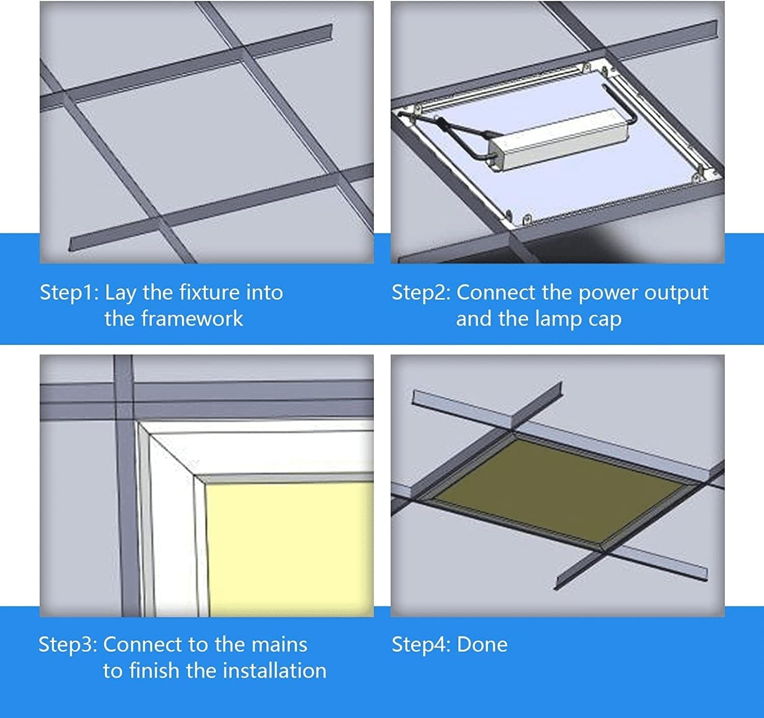 2X4 LED Drop Ceiling Light Fixture 5000K/4000K/3500K 3CCT Selectable, 50W ‎6500 Lumen, 1-10V Dimmable 24X48 Flat Edge-Lit Panel Light Fixture for Office Classroom, UL/DLC Listed-2Pack