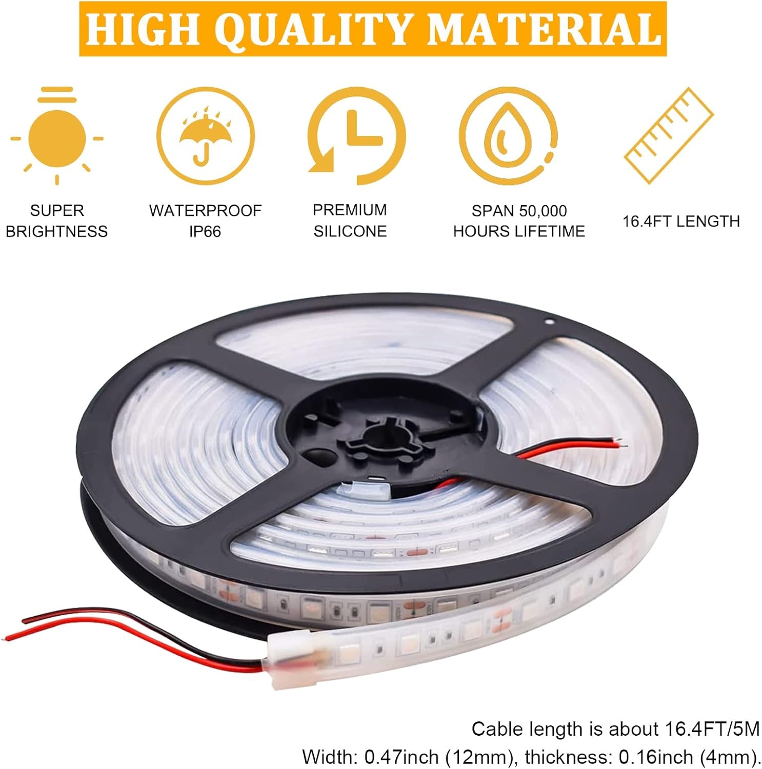 Boat LED Lights Strip Marine Pontoon Boat Light for 12V Interior Courtesy Deck Accent Navigation Lights Waterproof for Fishing Duck Bass Boat Kayak Sailboat White LED Lighting Strip 16.4Ft/5M