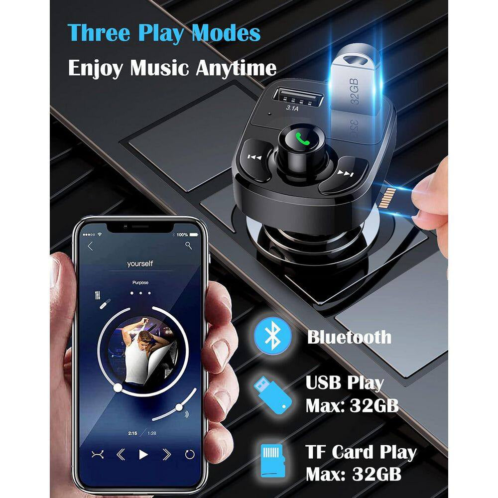 Wireless Bluetooth FM Transmitter Car Charger Handsfree Call Music Adapter Dual USB Port Compatible Smartphones