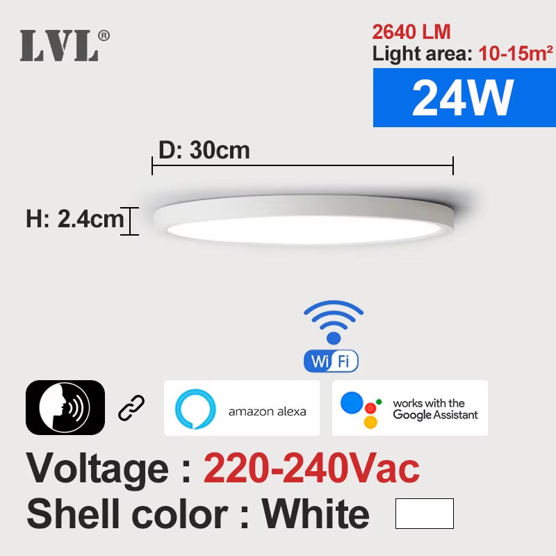 Modern Led Smart Ceiling Light Golden Wood Grain Dimmable Home Lighing Wifi Tuya App Voice Control Surface Mounting Ceiling Lamp