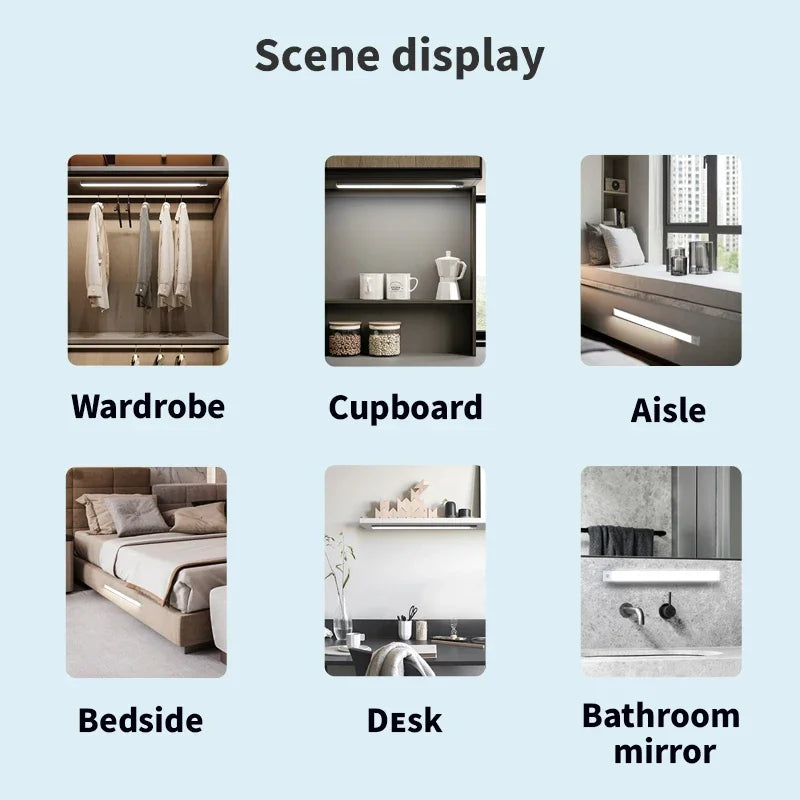 LED under Cabinet Lights Motion Sensor Led Lamp Wireless Rechargeable Night Light for Bedroom Kitchen Cabinet Indoor Lighting