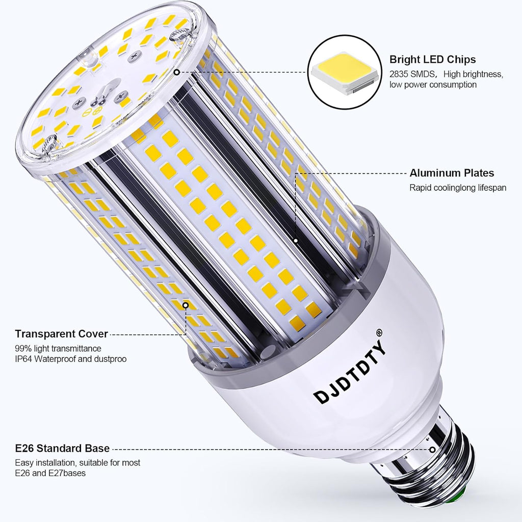 2 Pack 30W LED Corn Bulb, E26 Base, 5000K 5000LM LED Bulb, Suitable for Garage Warehouse Workshop Barn, Home Essential, Etc. (30W)