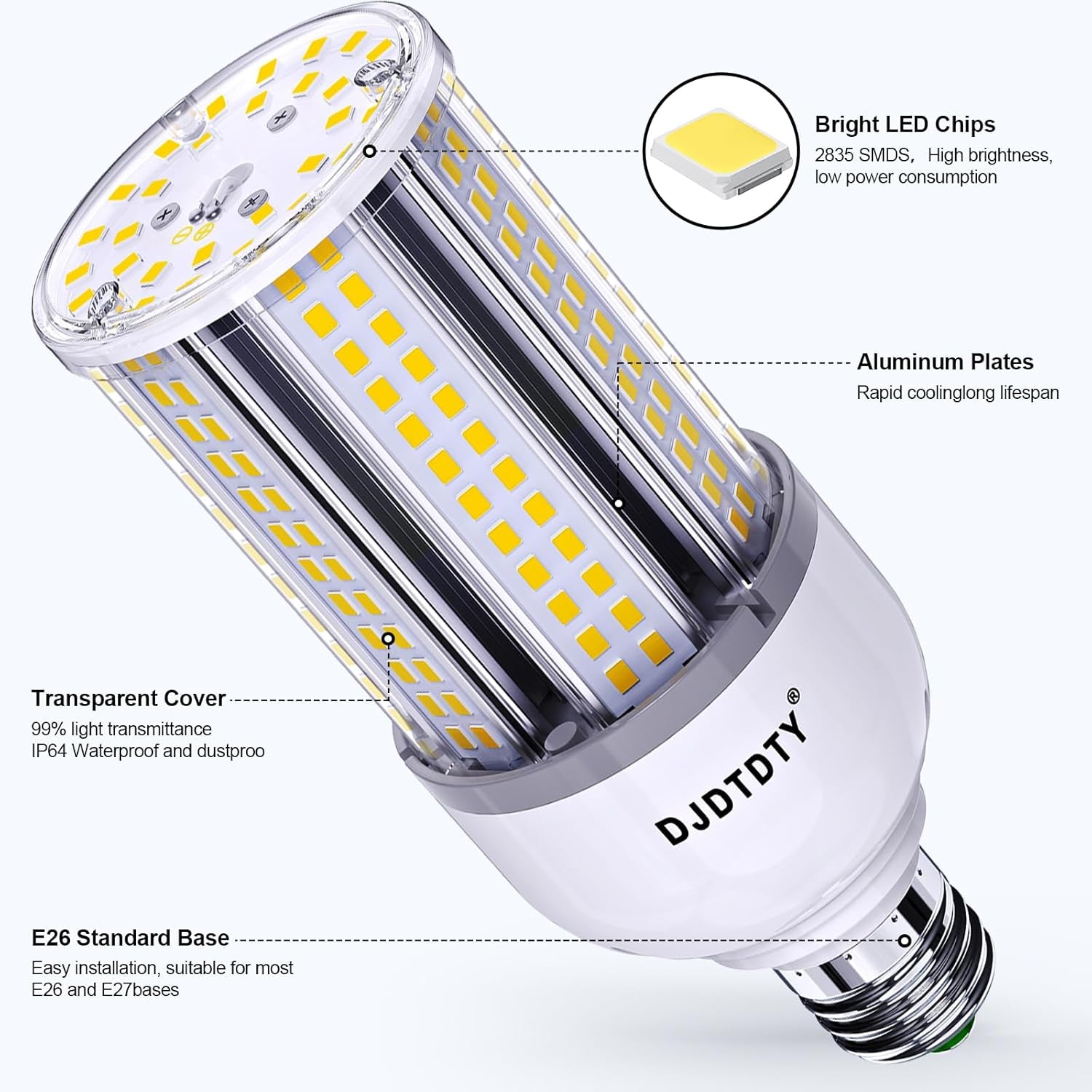 2 Pack 30W LED Corn Bulb, E26 Base, 5000K 5000LM LED Bulb, Suitable for Garage Warehouse Workshop Barn, Home Essential, Etc. (30W)