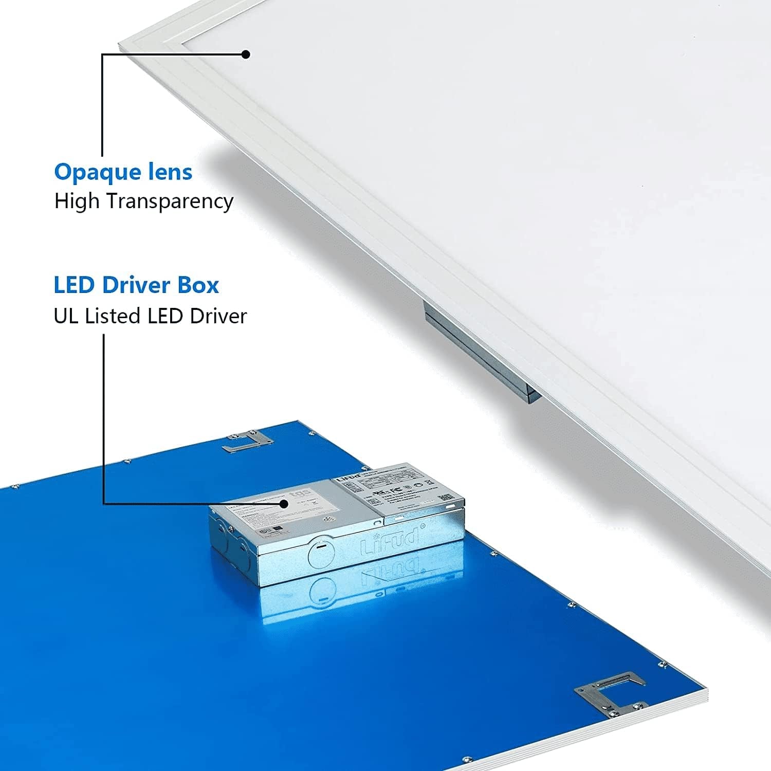 2X4 LED Drop Ceiling Light Fixture 5000K/4000K/3500K 3CCT Selectable, 50W ‎6500 Lumen, 1-10V Dimmable 24X48 Flat Edge-Lit Panel Light Fixture for Office Classroom, UL/DLC Listed-2Pack