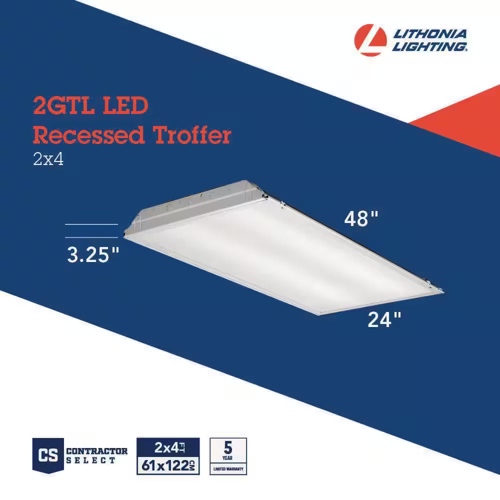 Contractor Select GT 2 Ft. X 4 Ft. Integrated LED 4000 Lumens 4000K 120V Commercial Grade Recessed Troffer