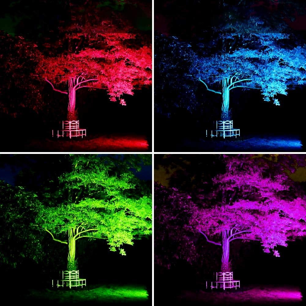 100W RGB LED Flood Lights, Indoor Outdoor Decoration Light Waterproof Color Changing LED Security Light with Remote Control, Dimmable Wall Washer Lights with US 3-Plug