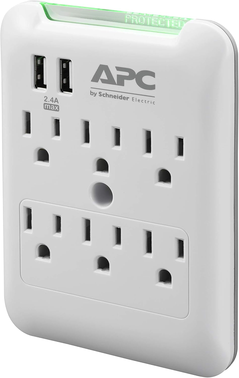 Wall Outlet Plug Extender, Surge Protector with USB Ports, PE6WU2, (6) AC Multi Plug Outlet, 540 Joule Surge Protection