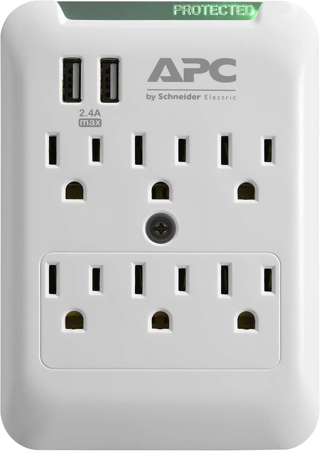 Wall Outlet Plug Extender, Surge Protector with USB Ports, PE6WU2, (6) AC Multi Plug Outlet, 540 Joule Surge Protection