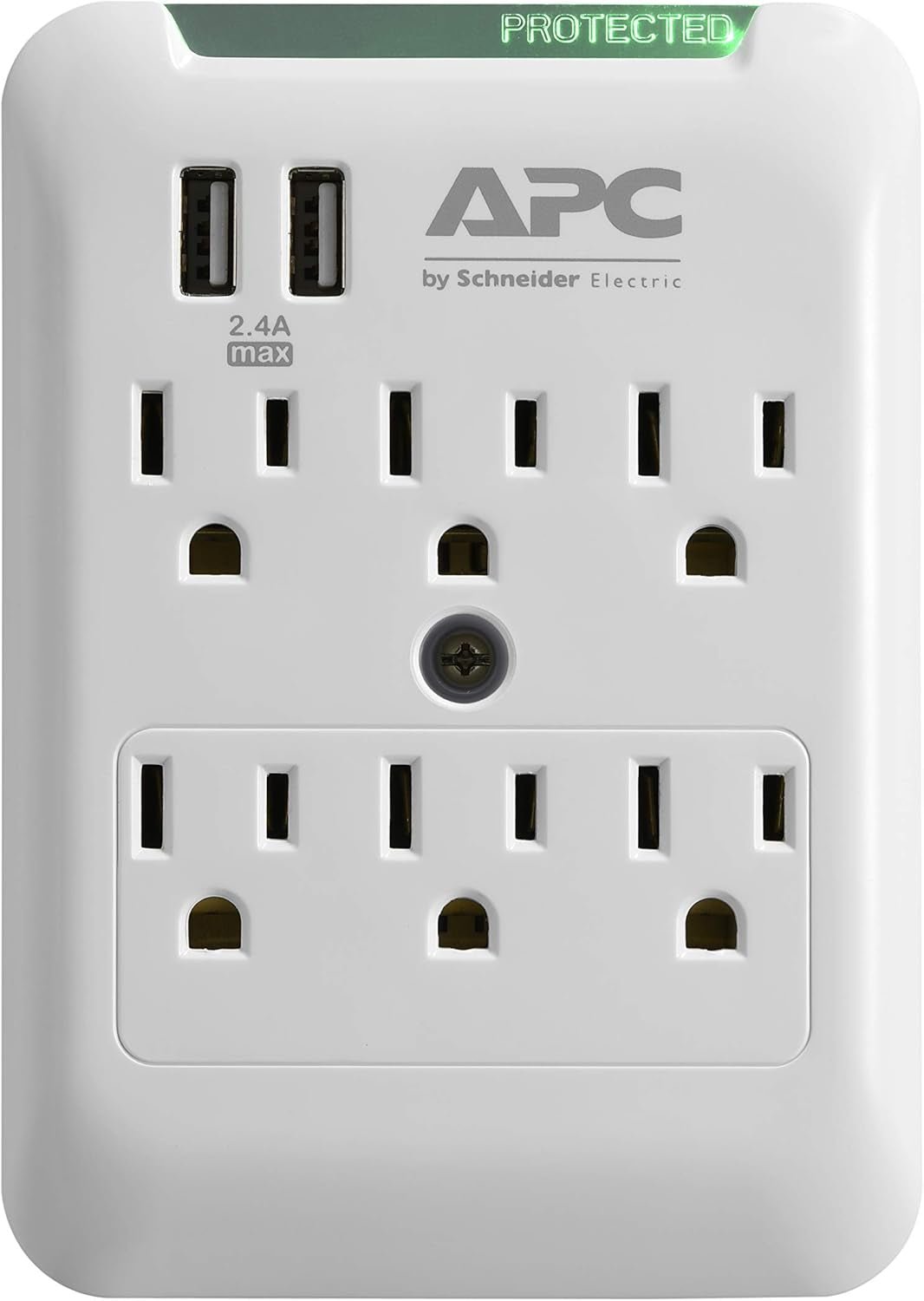 Wall Outlet Plug Extender, Surge Protector with USB Ports, PE6WU2, (6) AC Multi Plug Outlet, 540 Joule Surge Protection
