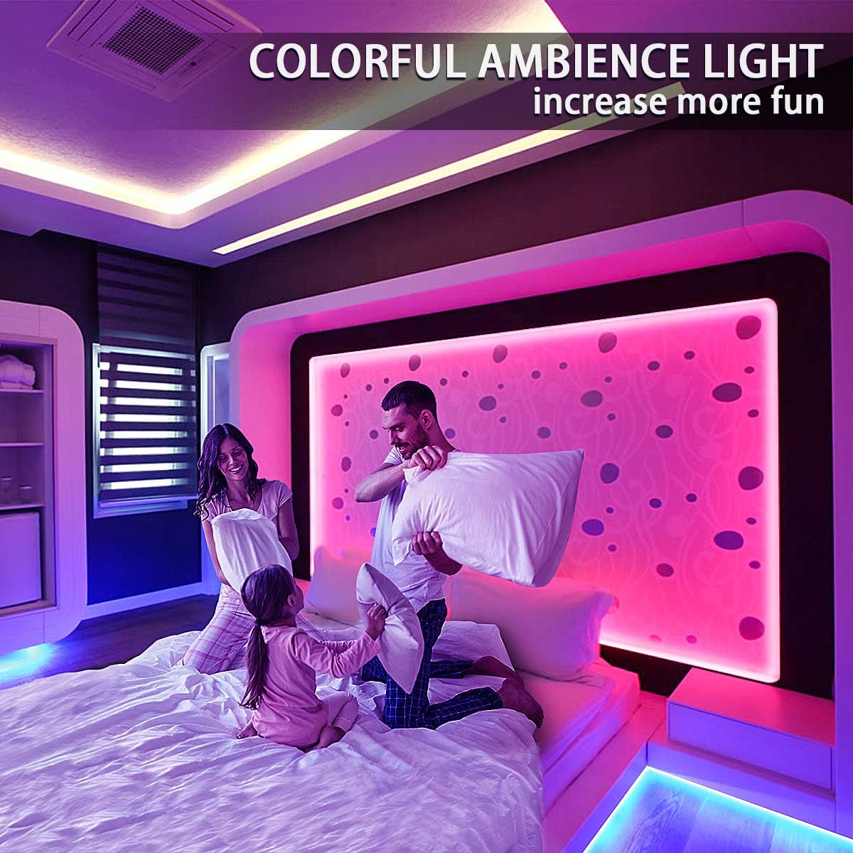 RGB LED Strip Lights, 32.8Ft, 32768 DIY Colors, Self-Adhesive, Flexible, UL Approved