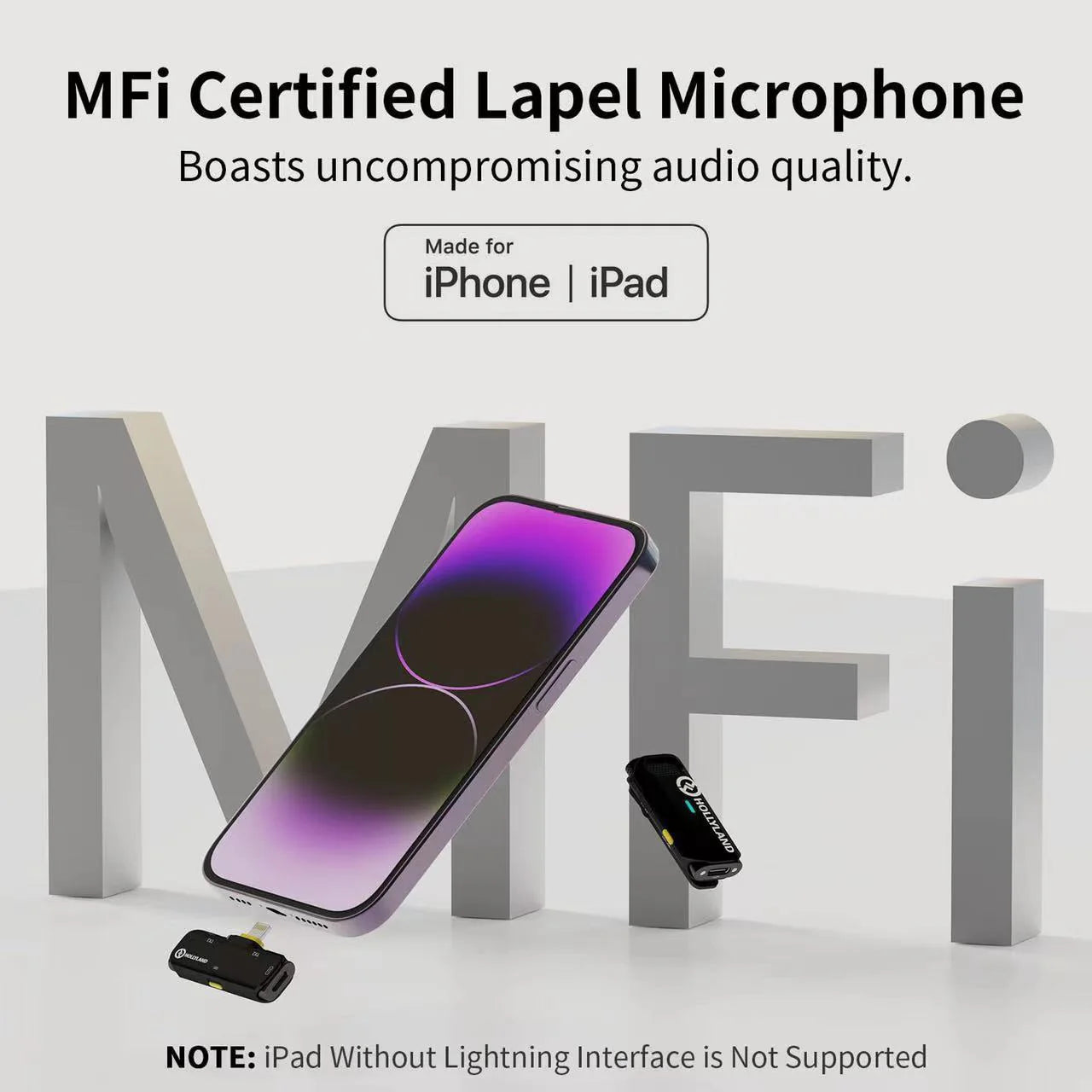 Compact Clip-On Mic for Smartphones Wireless Mobile Recording