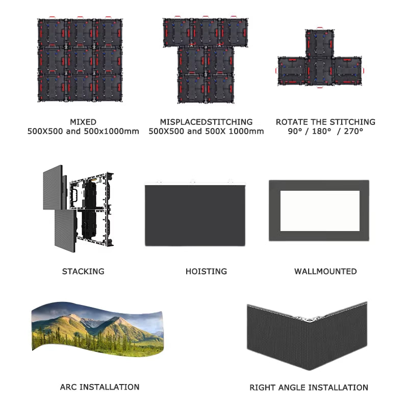 Stage Rental Screen P2.6 Splicing Advertising Waterproof Led Wall Panel Indoor Flexible Digital Video Panel Stage Led Wall Panel