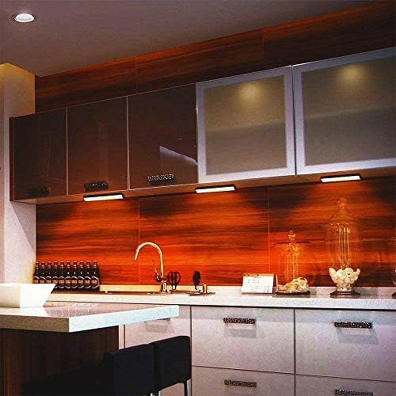 2Pcs under Cabinet Lights,10 LED Motion Sensor Lights, Night Light,Led Battery Lights,Motion Led Light Bar, USB Rechargeable Magnet LED Lights Stick on Anywhere (Black)