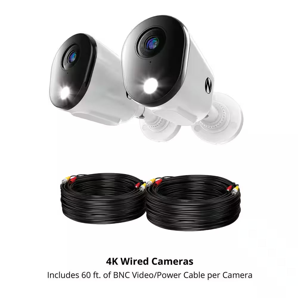 4K Wired Indoor/Outdoor Spotlight Security Cameras with 2-Way Audio (2-Pack)