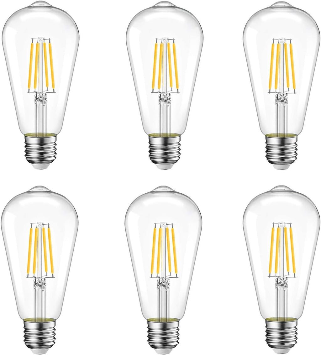 Dimmable Vintage Edison LED Bulb,Antique 40W Vintage Edison Bulb,E26 Light Bulb 400 Lumens Warm White 2700K,Pack of 6