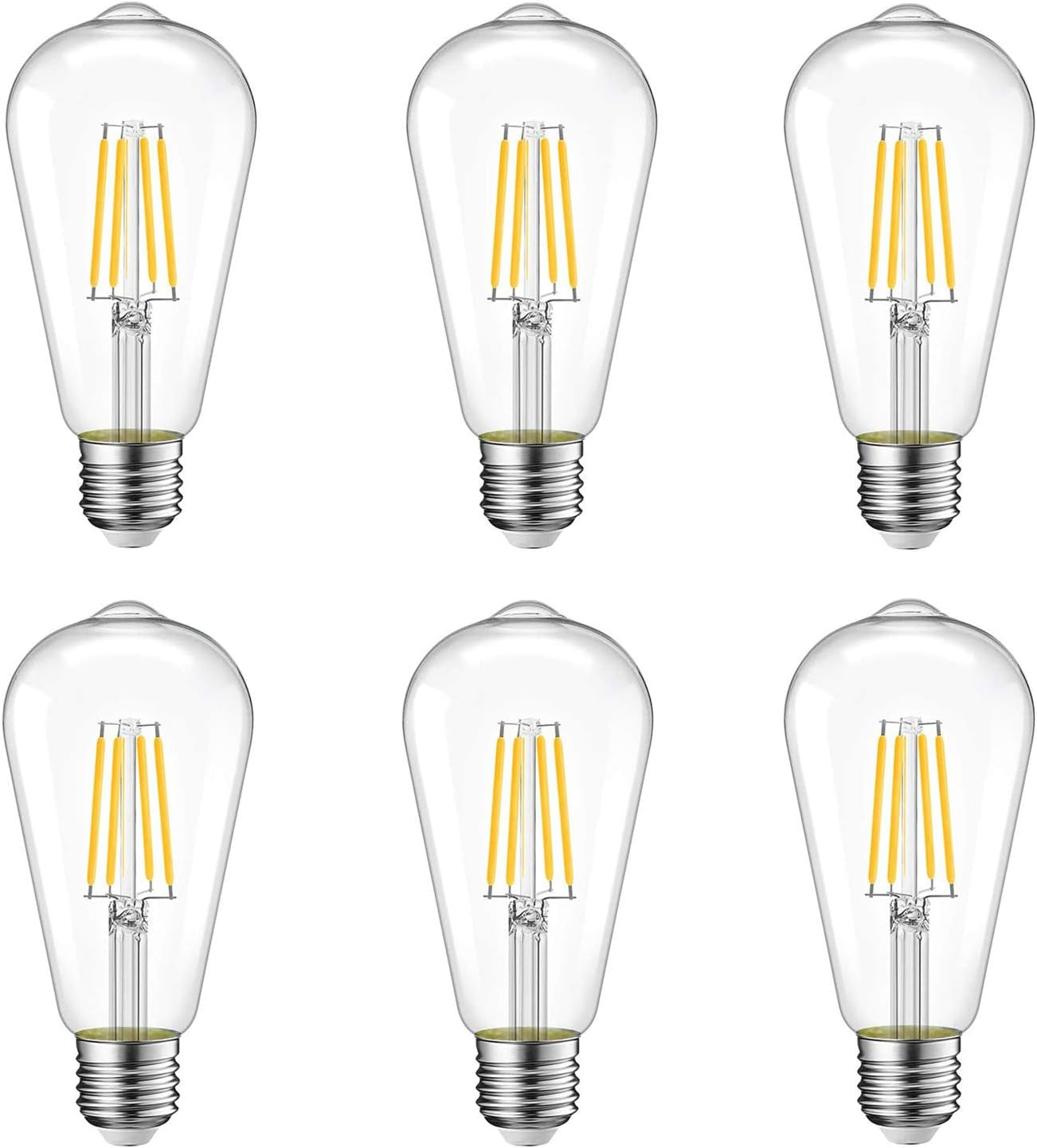 Dimmable Vintage Edison LED Bulb,Antique 40W Vintage Edison Bulb,E26 Light Bulb 400 Lumens Warm White 2700K,Pack of 6