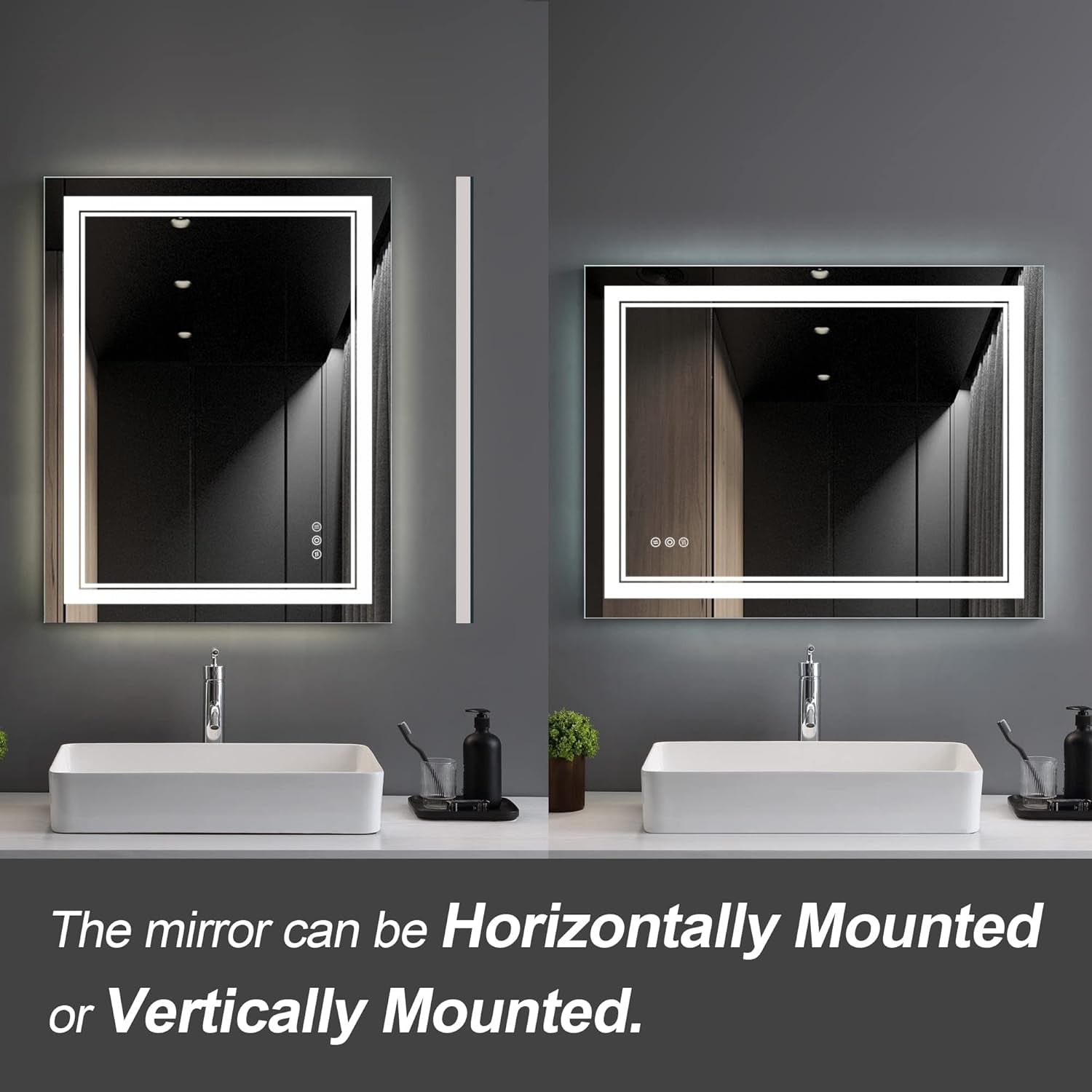 36X28 Inch LED Bathroom Mirror with Lights, Lighted LED Vanity Mirror for Bathroom, Anti-Fog Dimmable Lighted Bathroom Mirror with 3 Color Lights, Memory Function, Horizontal/Vertical