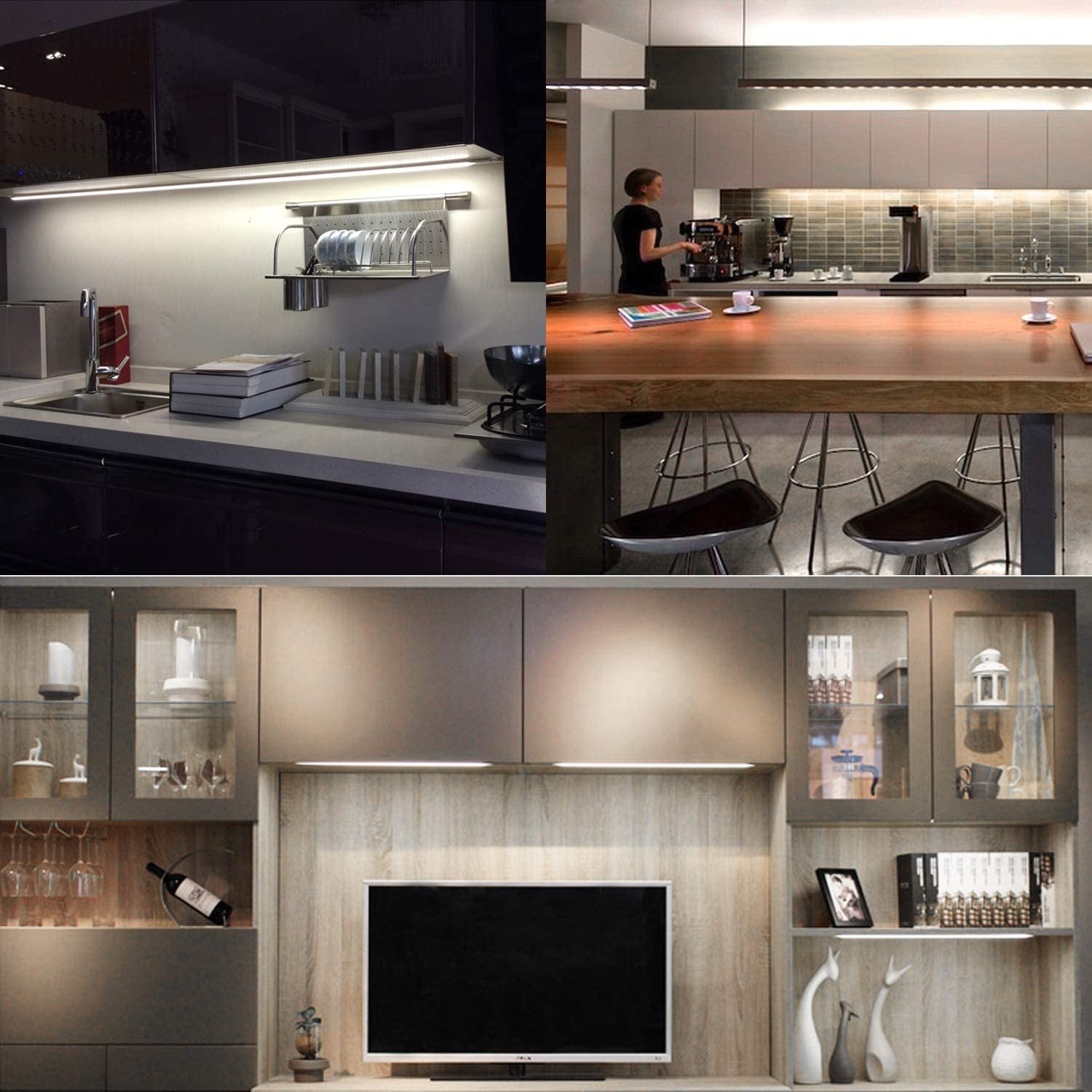 LED under Cabinet Lighting Dimmable Hardwired or Plug in 6 Pack,12" Bar under Ca